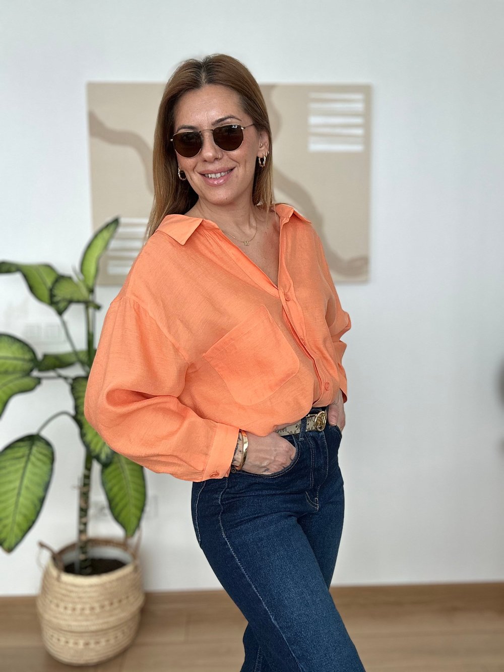 Turuncu Oversize Gömlek
