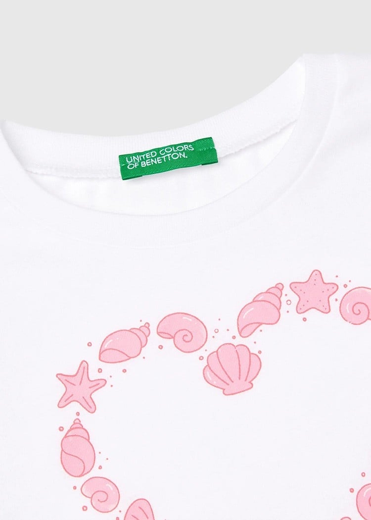 Benetton Kız Bebek Tshirt 1-6 Yaş Beyaz