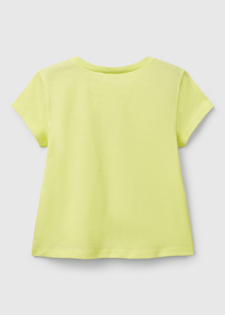 Benetton Kız Bebek Baskılı Tshirt 1-6 Yaş Sarı