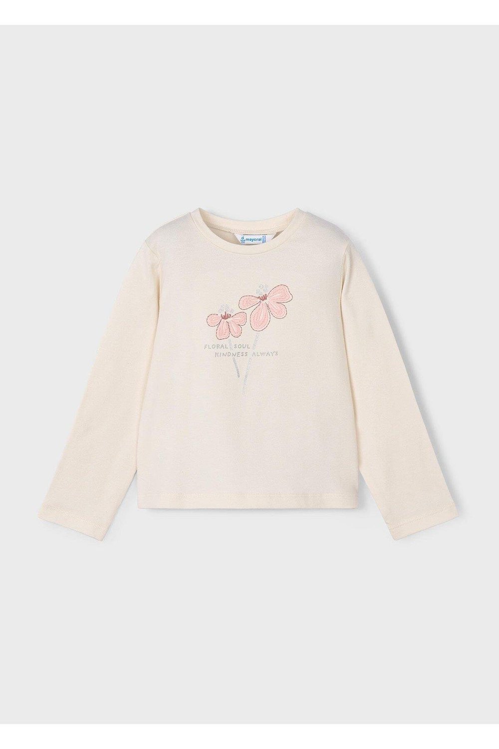 Mayoral Kız Çocuk Çiçek Baskılı Sweatshirt Bej