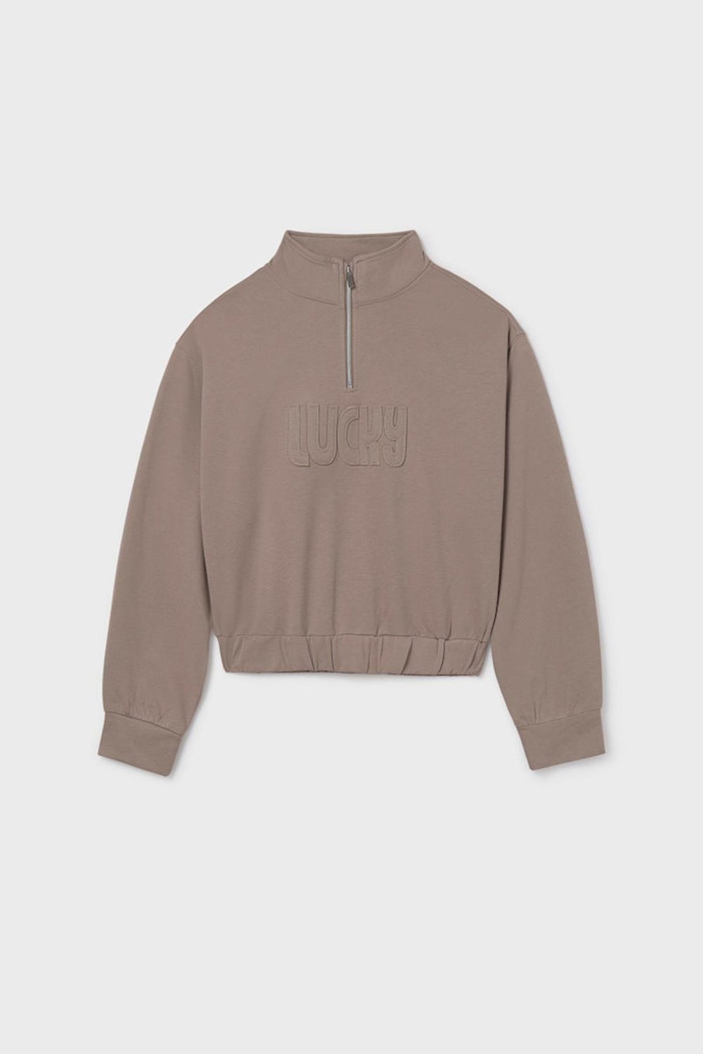 Mayoral Kız Çocuk Kabartma Yazılı Sweatshirt Vizon