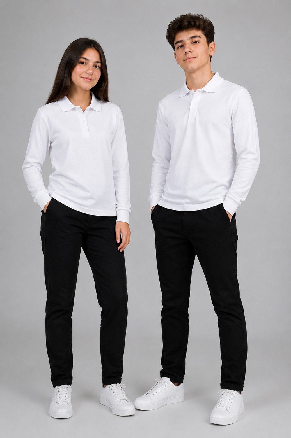 LİSE UZUN KOL OKUL LAKOS TSHİRT 2XL-3XL-4XL Beyaz