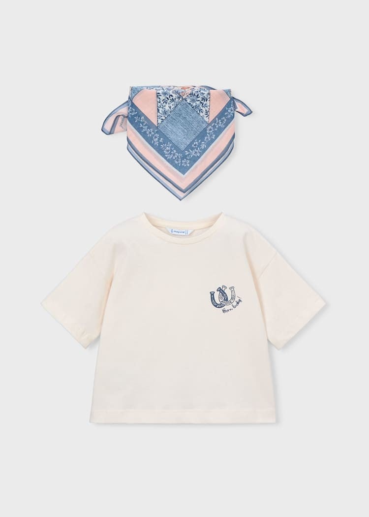 Mayoral Fularlı Tshirt 5-10 Yaş Bej