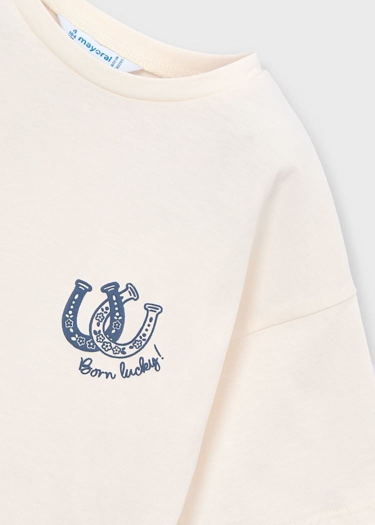 Mayoral Fularlı Tshirt 5-10 Yaş Bej