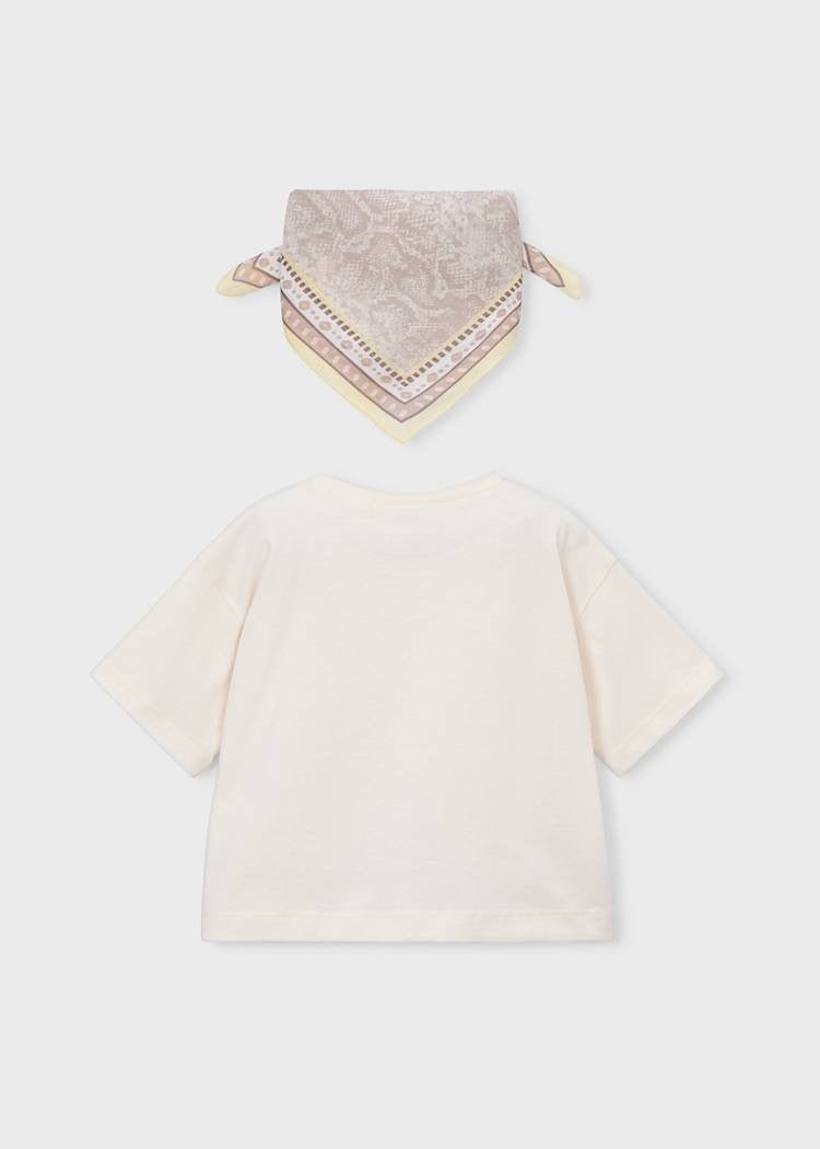 Mayoral Fularlı Tshirt 5-10 Yaş Ekru