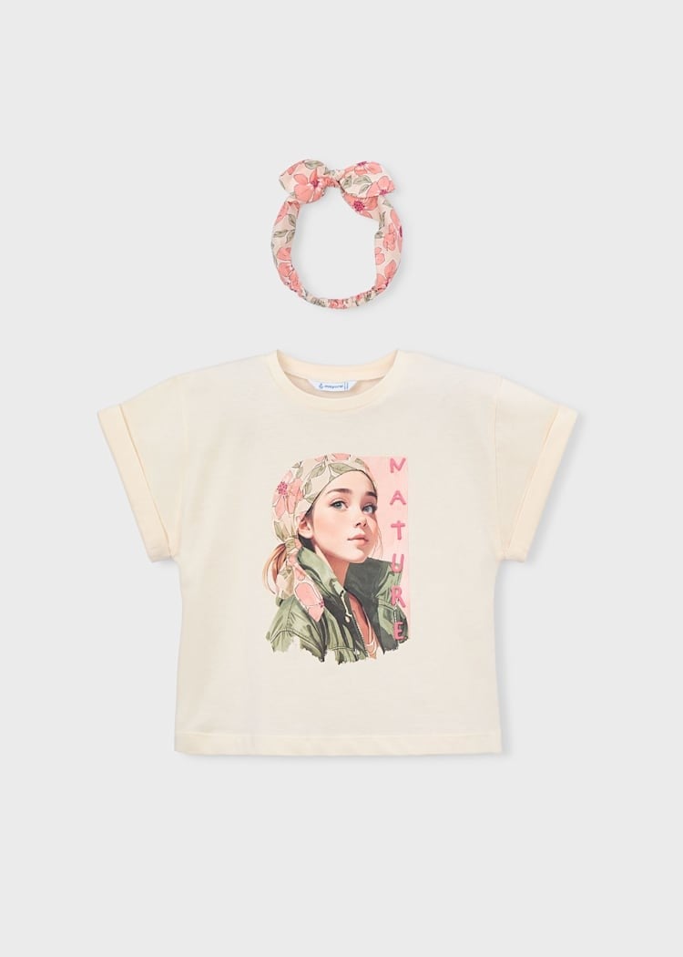 Mayoral Saç Bantlı Tshirt 5-10 Yaş Bej