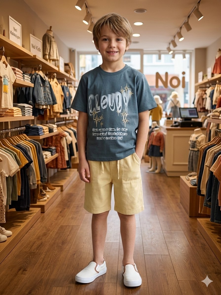 NK Kids Erkek Çocuk Cloudy Tshirt 8-14 Yaş Yeşil