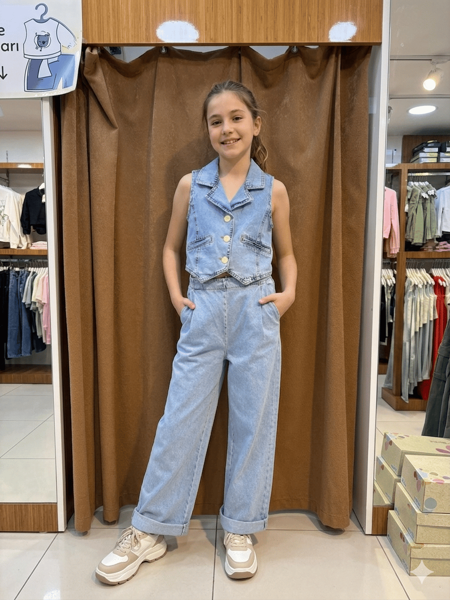 NK Kids Stella Kot Yelekli Takım 8-14 Yaş Mavi