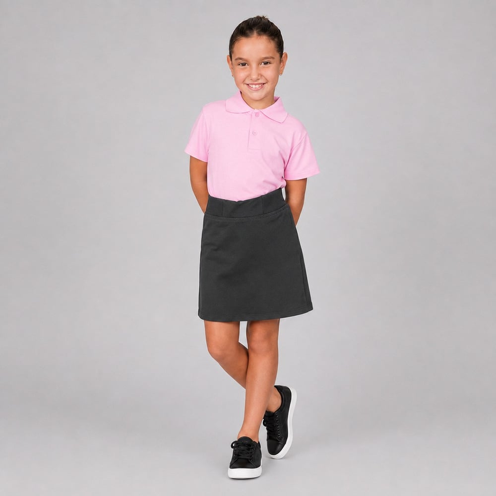 Kısa Kollu Pembe Okul Lakos Tshirt 6-14 Yaş