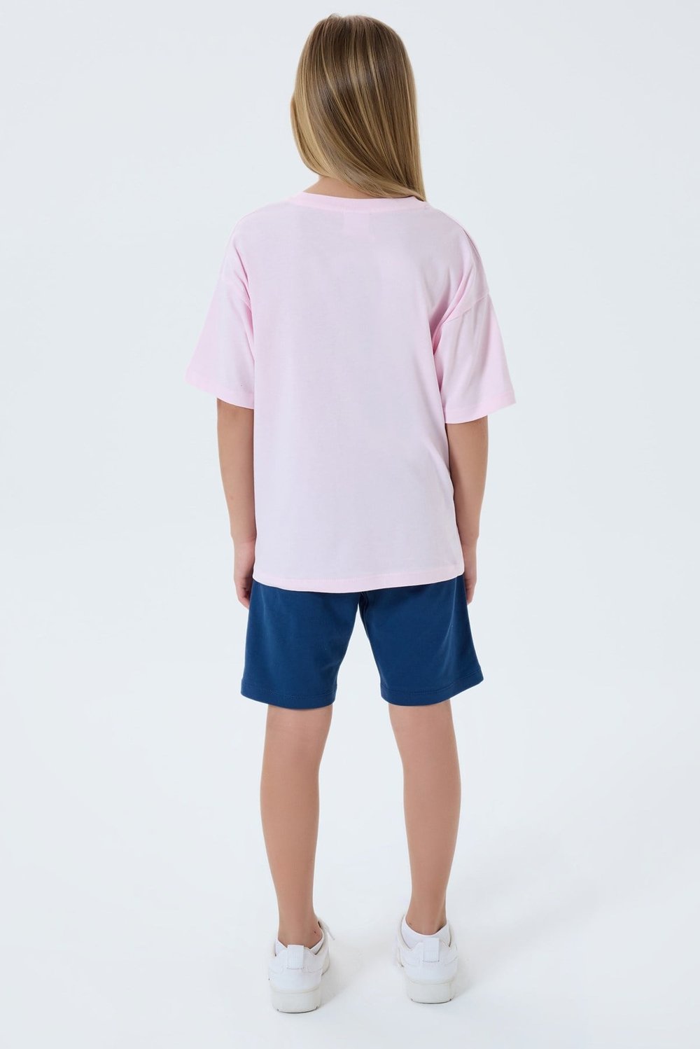 U.S. POLO ASSN Baskılı Kız Çocuk Şort Takım 4-8 Yaş Pembe