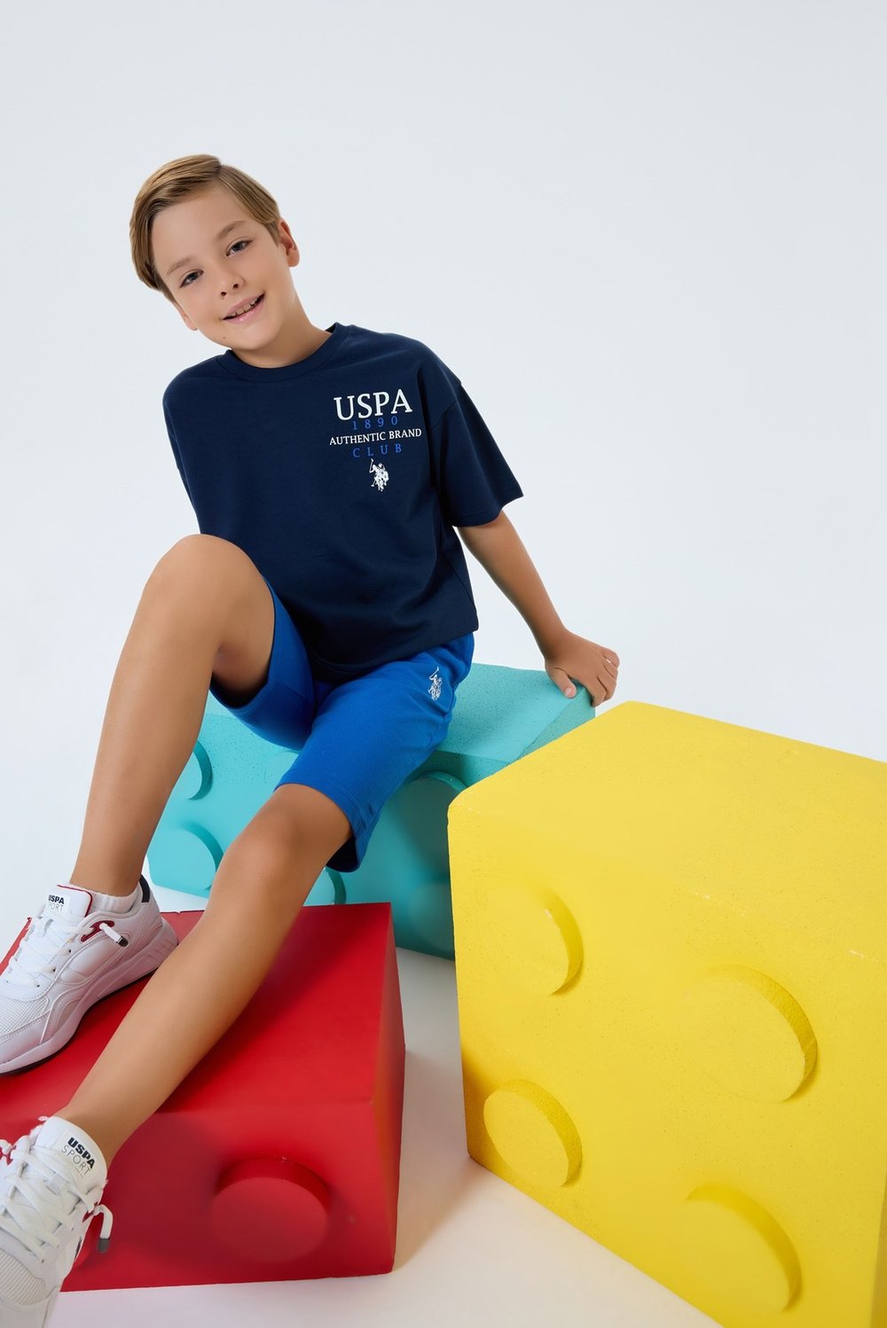U.S. POLO ASSN Baskılı Erkek Çocuk Şort Takım 9-14 Yaş Lacivert