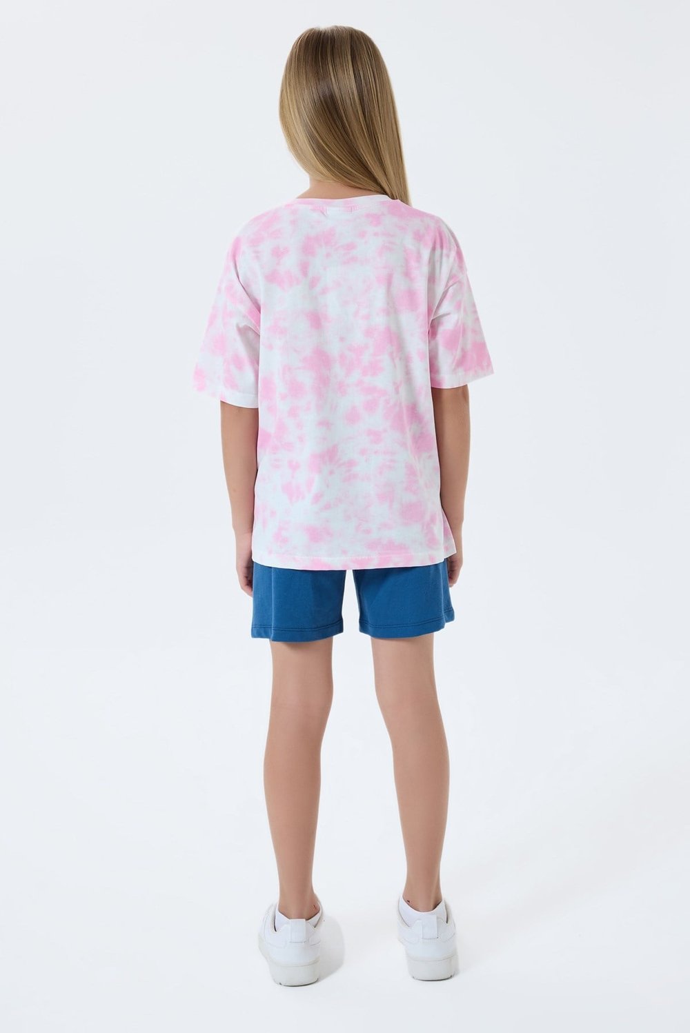 U.S. POLO ASSN Kız Çocuk Şort Takım 4-8 Yaş Pembe-Beyaz