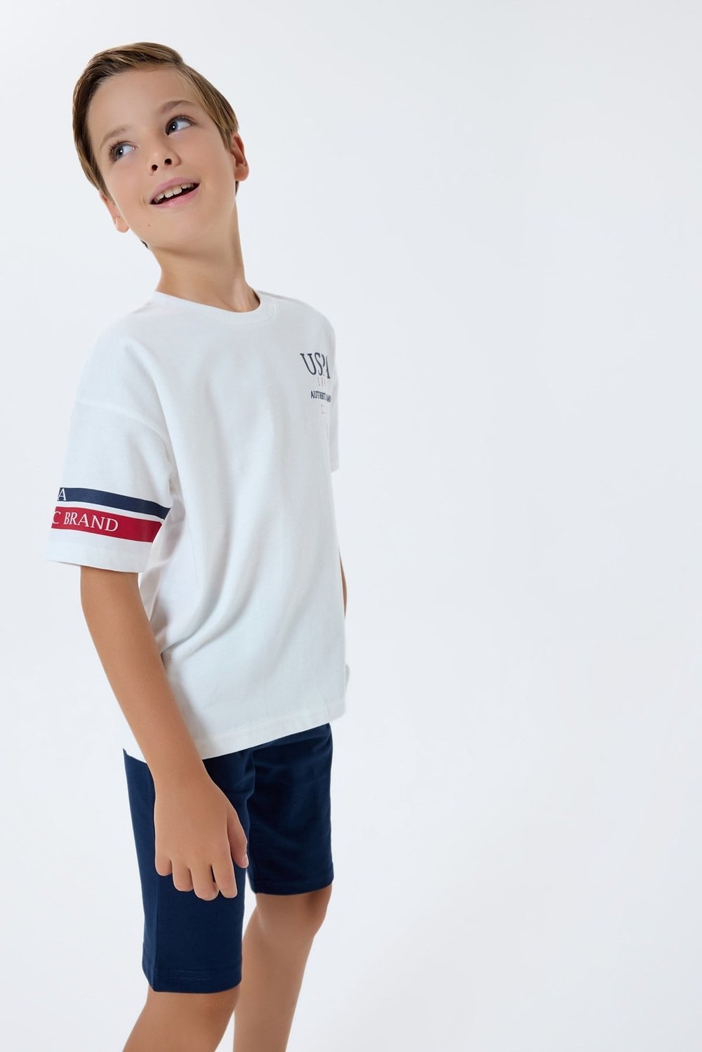 U.S. POLO ASSN Erkek Çocuk Şort Takım 4-8 Yaş Beyaz