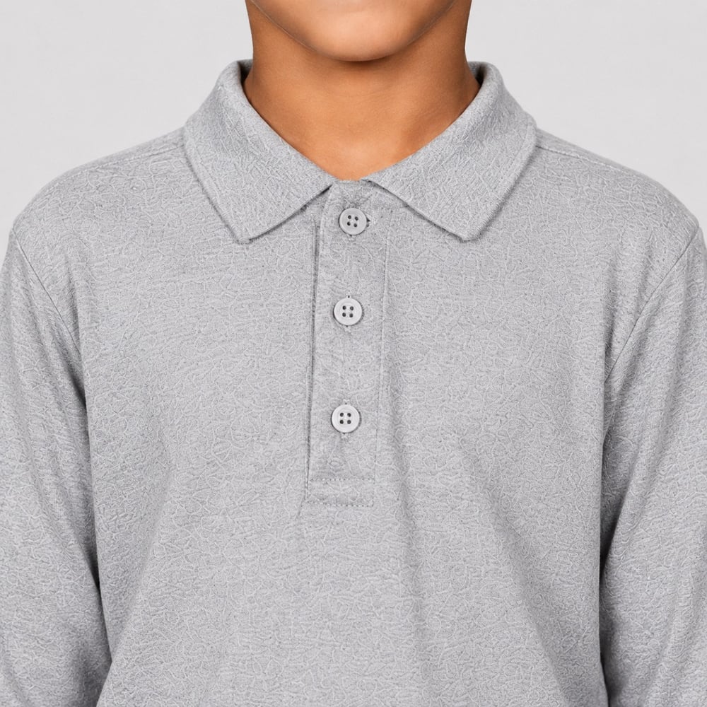 Uzun Kollu Gri Lakok Okul Tshirt 6-14 Yaş