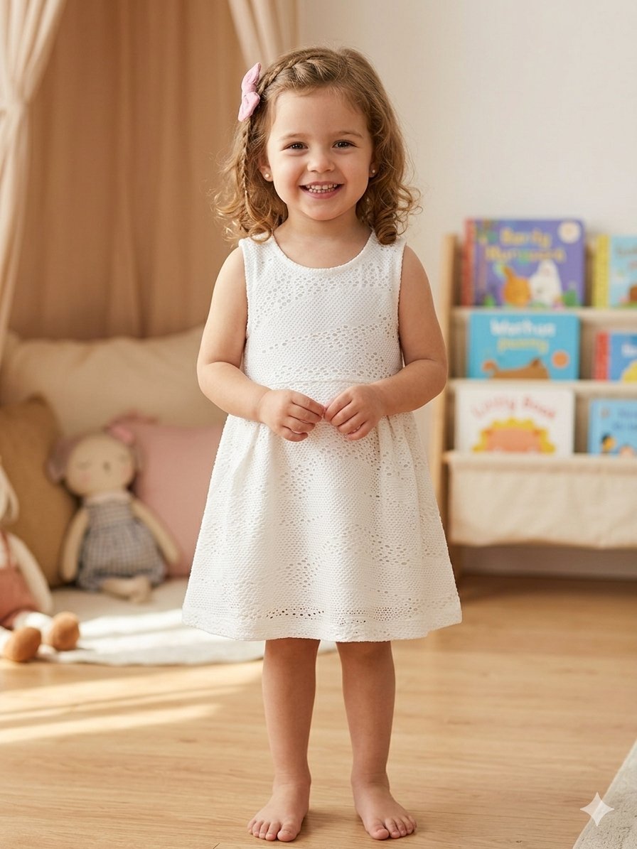 Woorage Bebe Elbise 1-5 Yaş Ekru