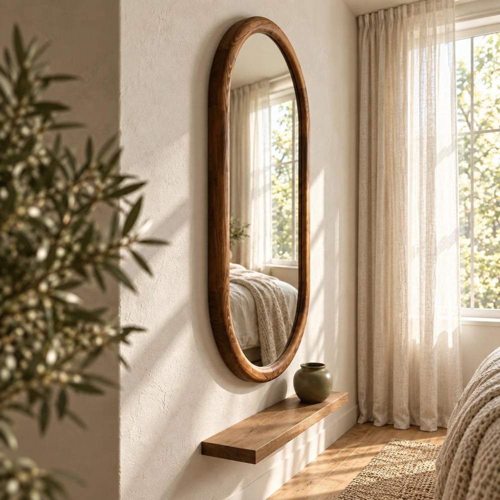 Arezzo Ahşap Oval Duvar Aynası