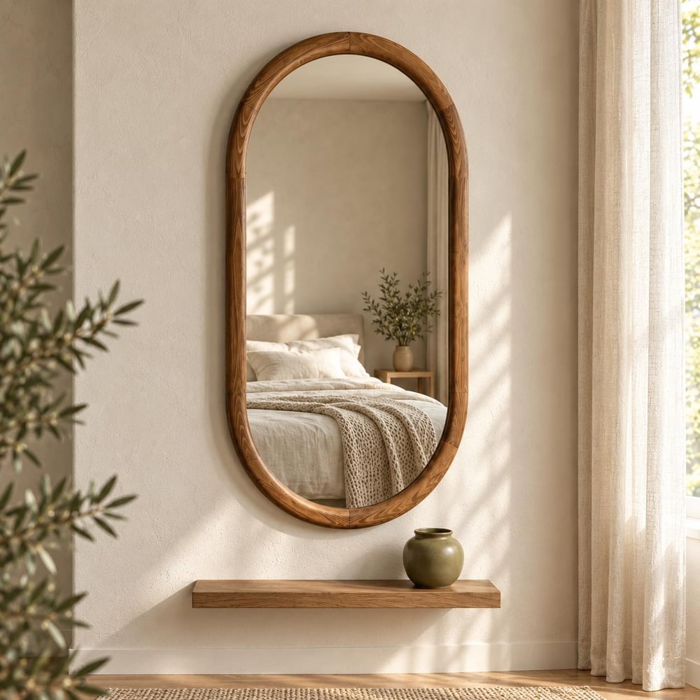 Arezzo Ahşap Oval Duvar Aynası