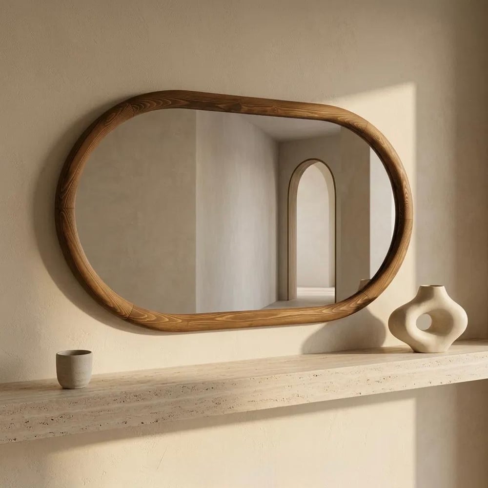 Arezzo Ahşap Oval Duvar Aynası