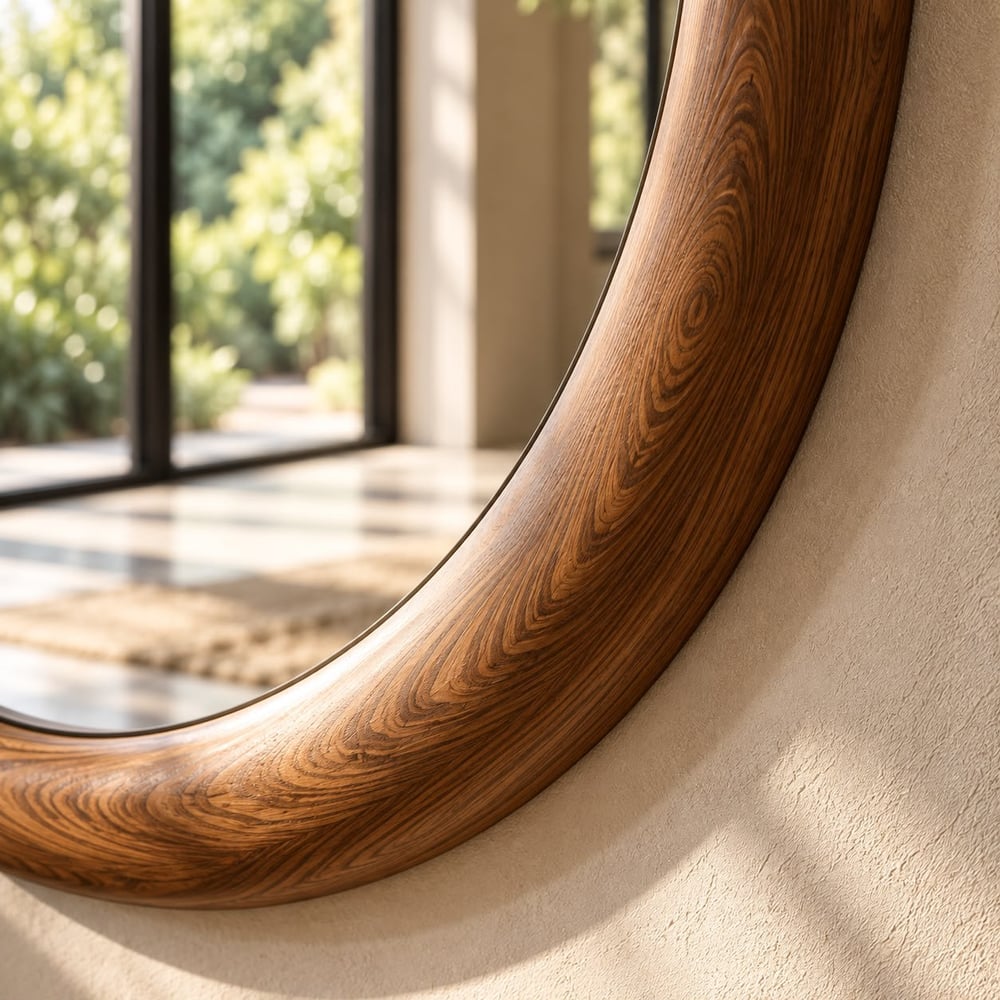 Lucca Ahşap Oval Duvar Aynası
