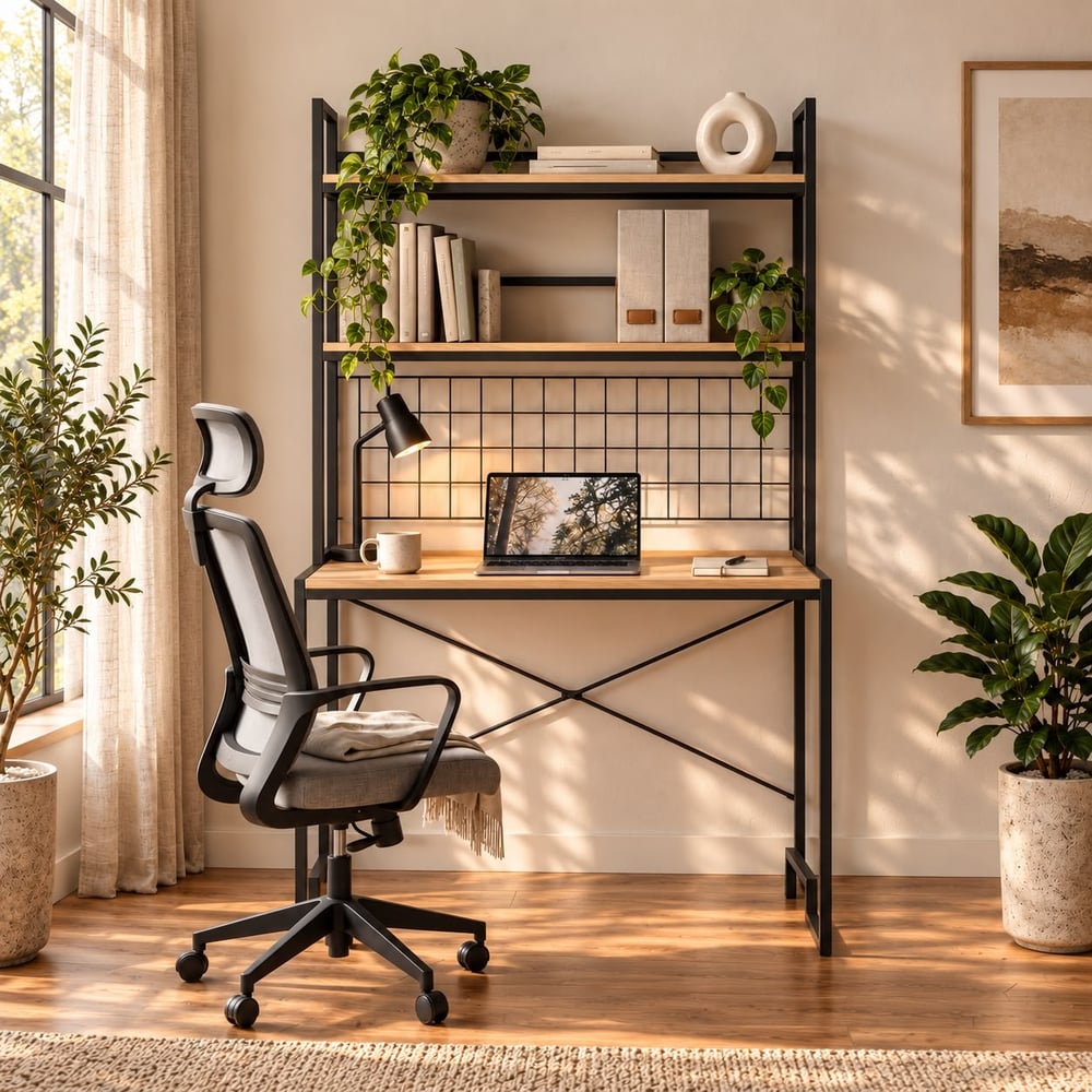 Pavia Metal Kitaplıklı Çalışma Masası