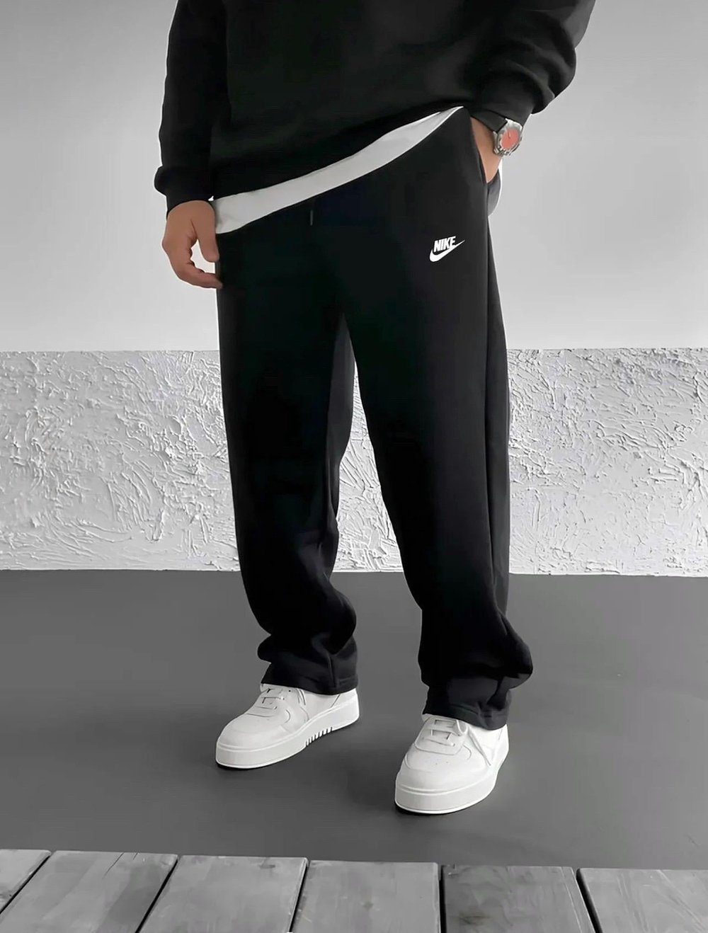 Şardonlu Siyah Baggy Yazı Nike Eşofman