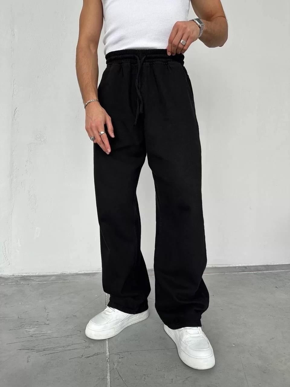 Siyah Gabardin Baggy Pantolon