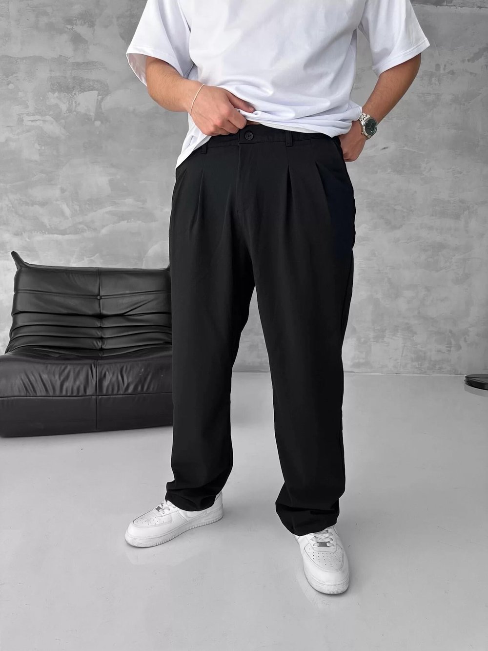 Siyahh Baggy Kumaş Pantolon