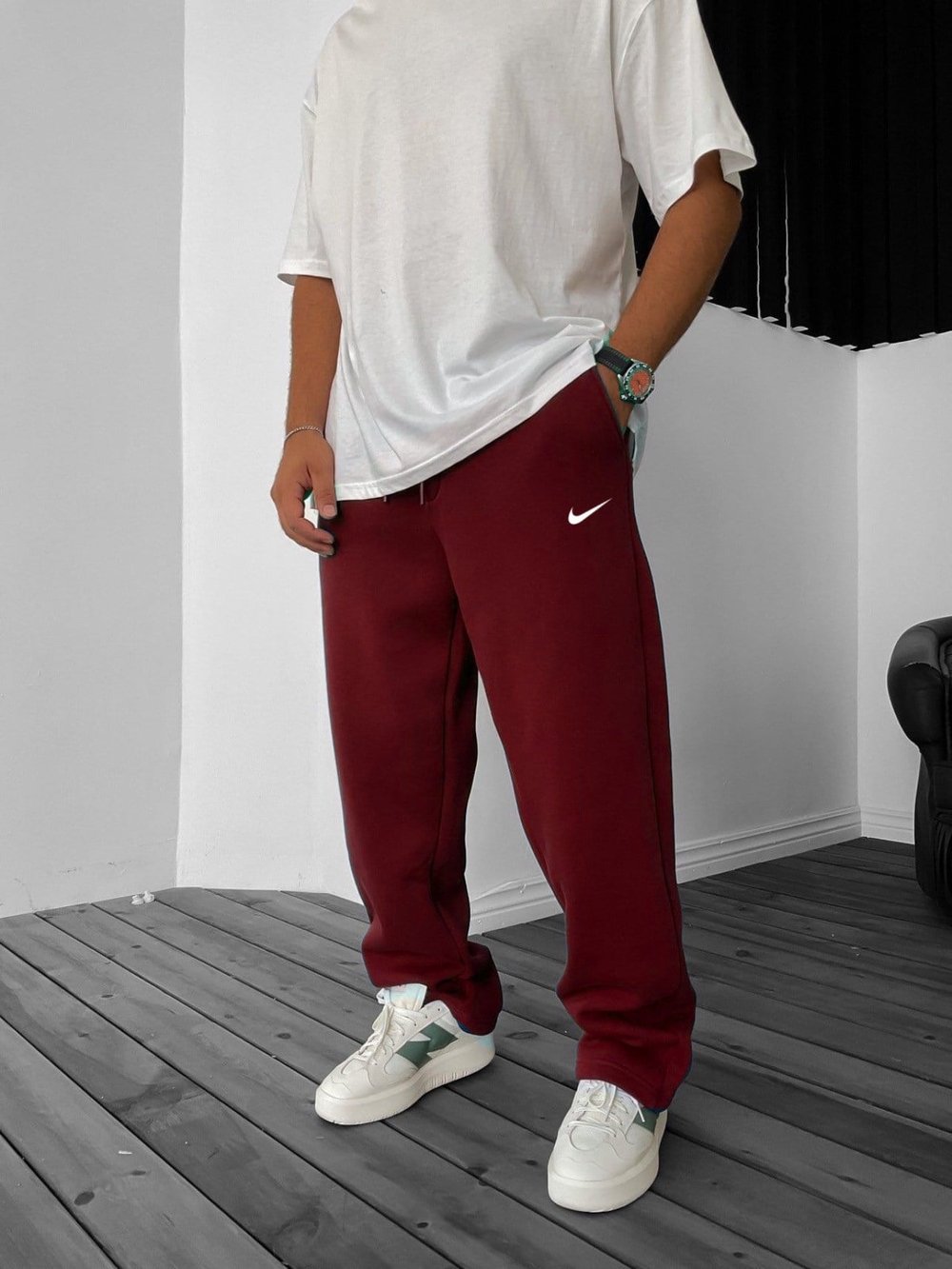 BORDO LOGO NİKE EŞOFMAN