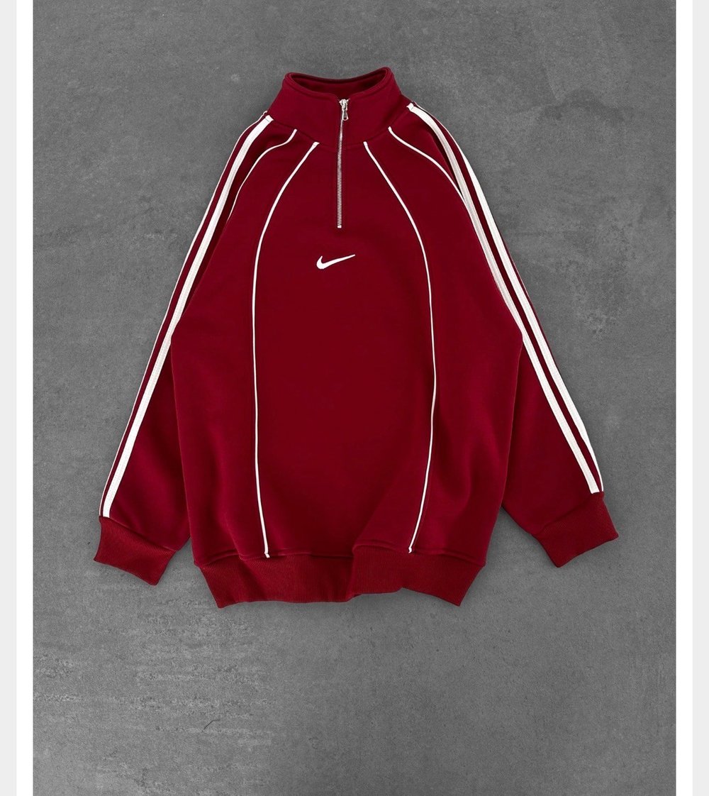 BORDO ŞERİTLİ YARIM FERMUAR NİKE SWEAT