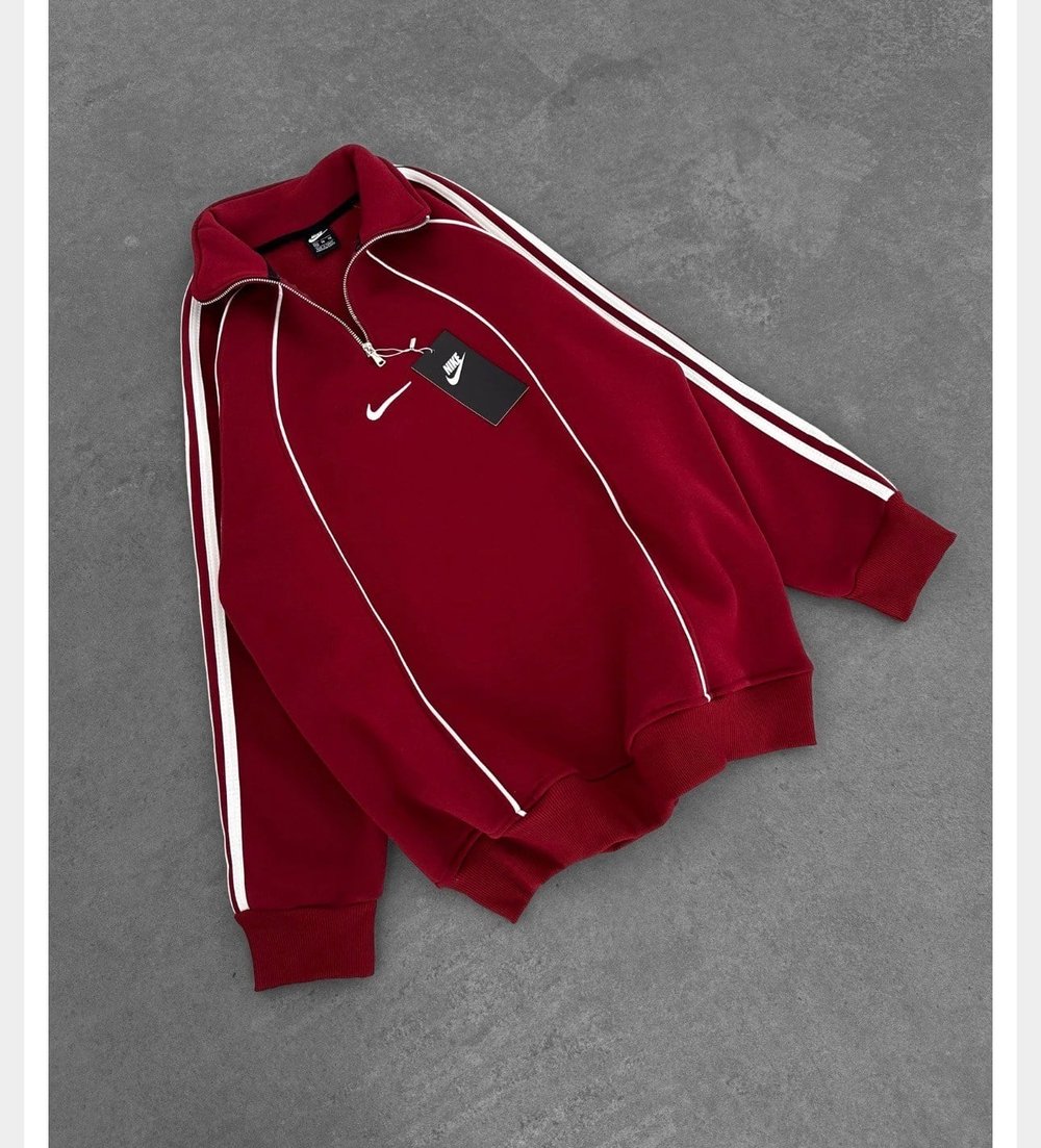 BORDO ŞERİTLİ YARIM FERMUAR NİKE SWEAT