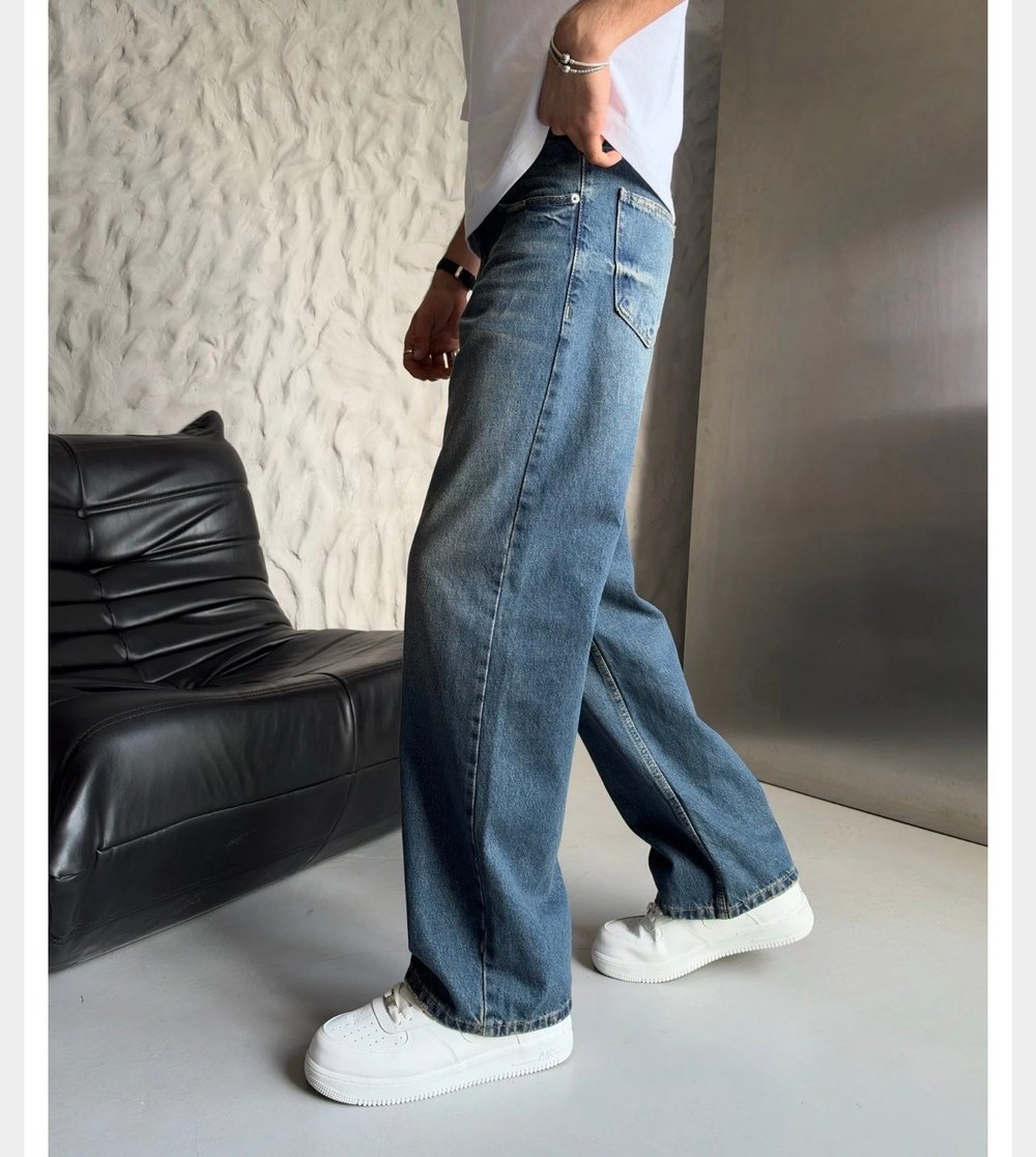ESKİTME KOT LOOSE-FİT PANTOLON