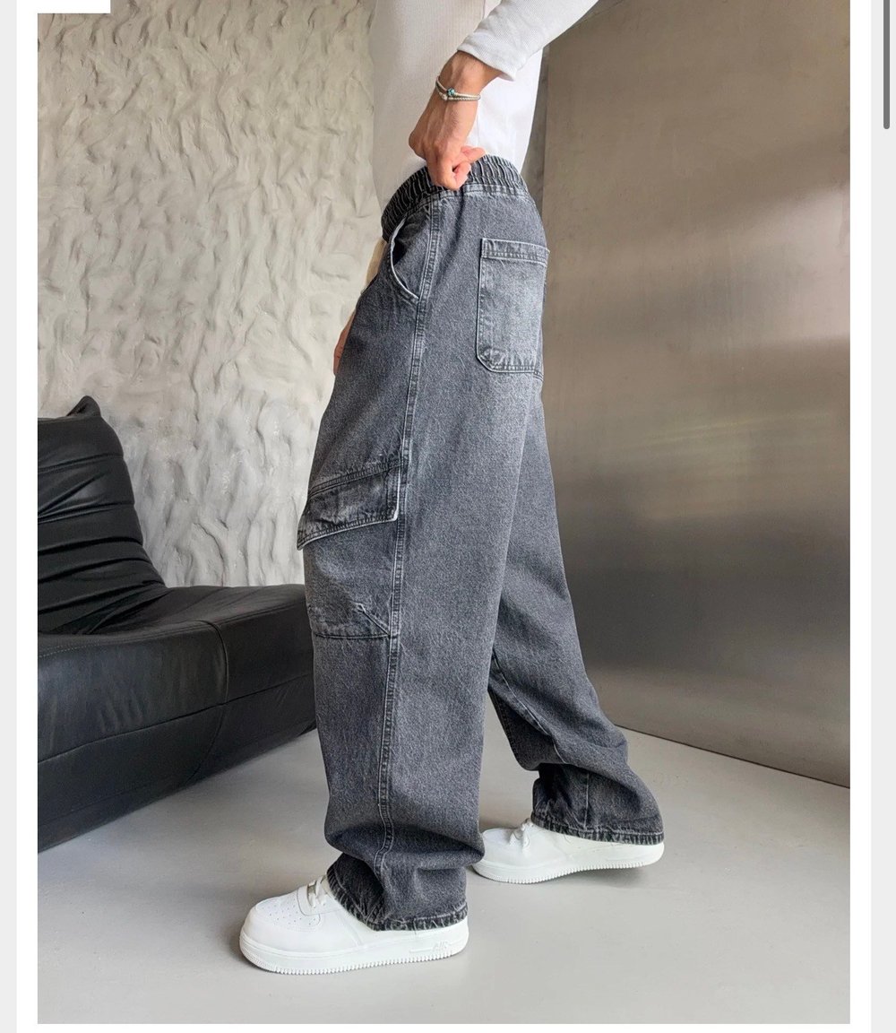 FÜME BELİ LASTİKLİ KARGO CEPLİ BAGGY PANTOLON