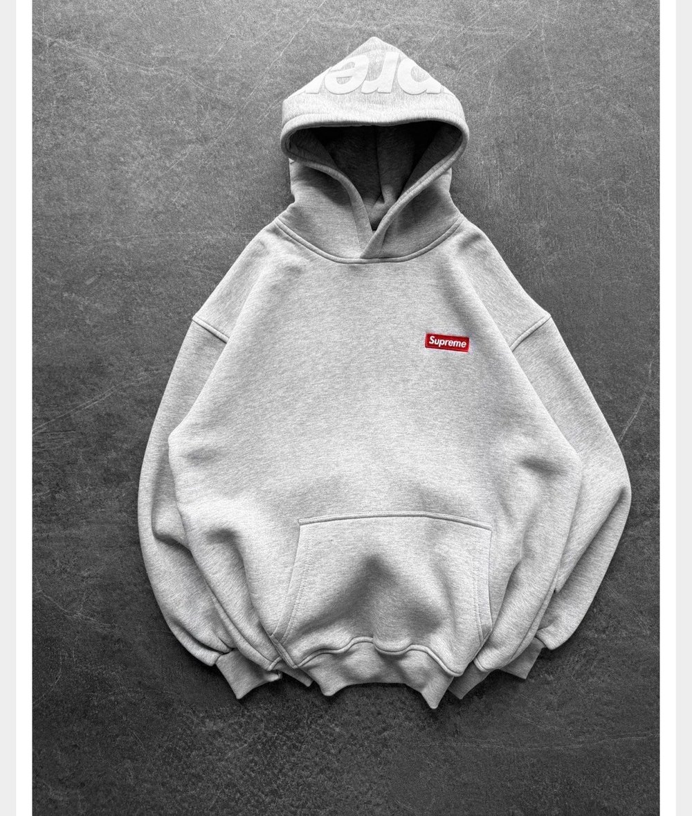 GRİ SUPREME KAPŞONLU SWEAT