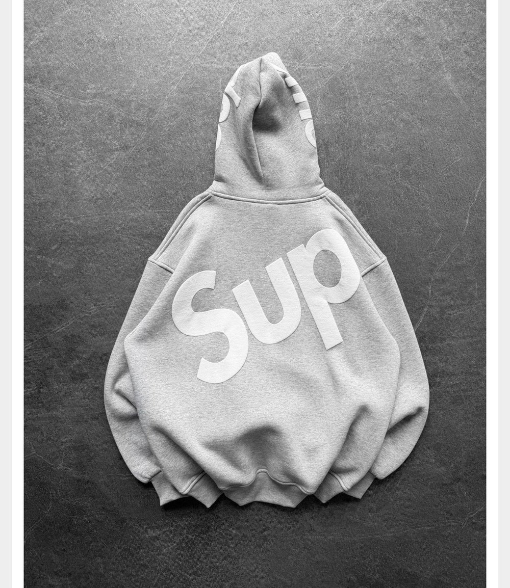 GRİ SUPREME KAPŞONLU SWEAT
