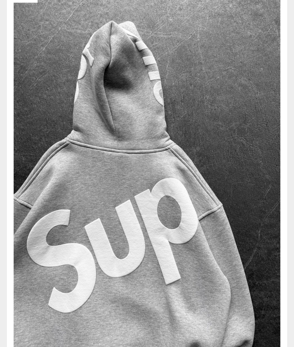 GRİ SUPREME KAPŞONLU SWEAT