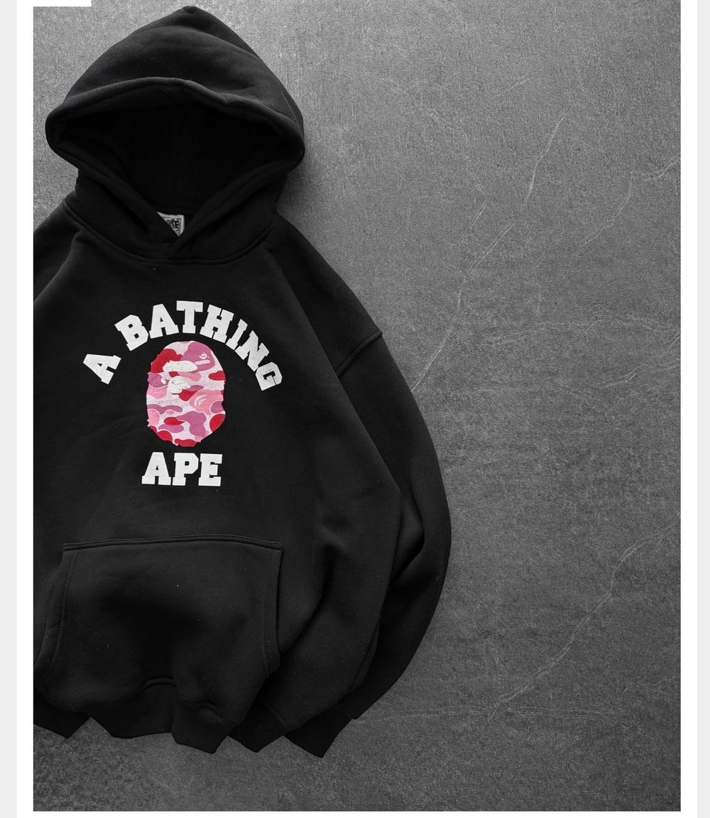 PEMBE BASKI SİYAH BAPE SWEAT
