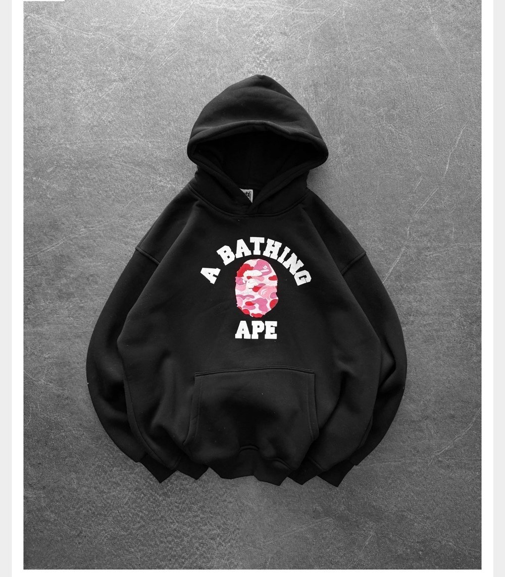 PEMBE BASKI SİYAH BAPE SWEAT