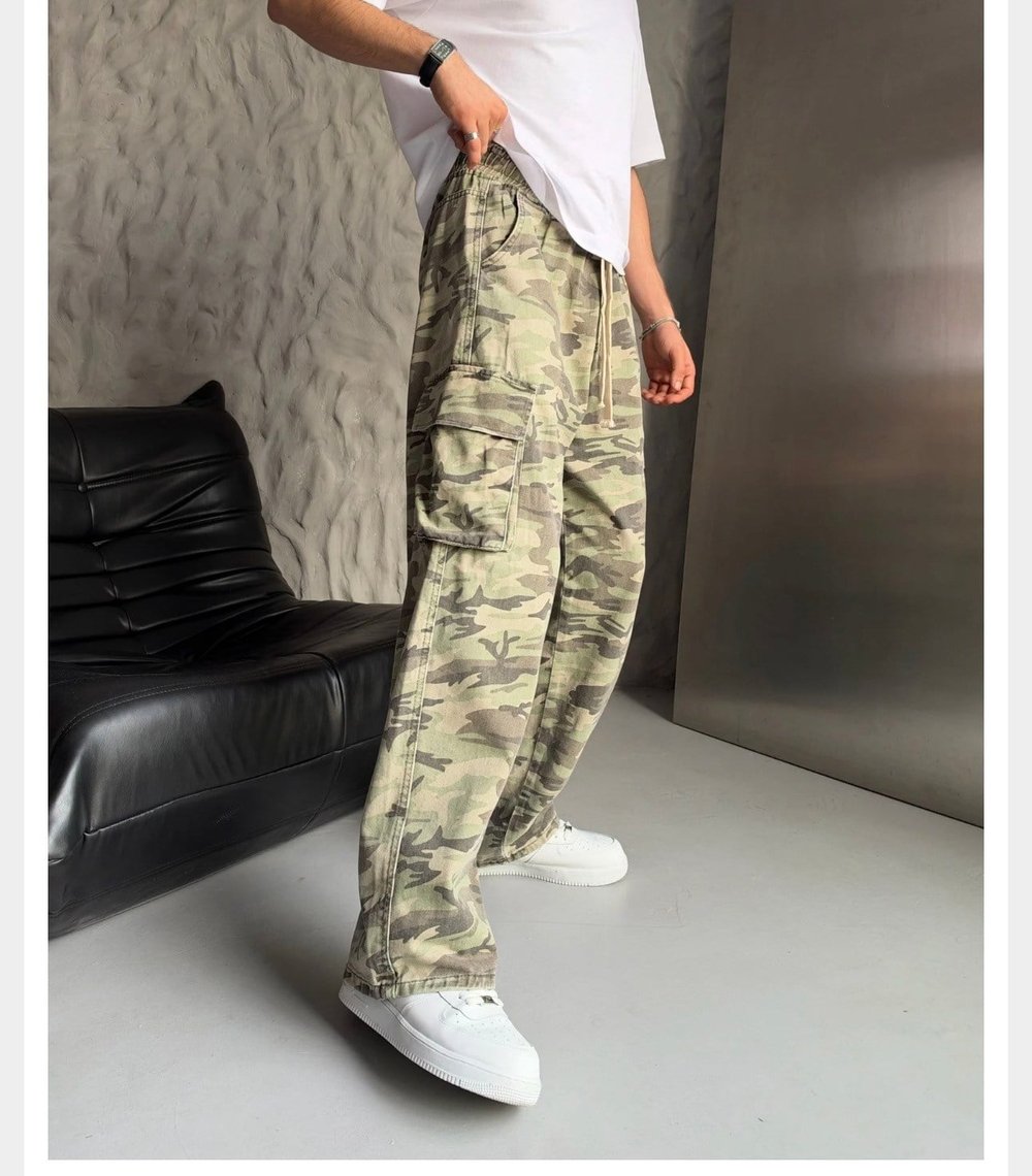 KAMUFLAJ ÇİFT KARGO CEPLİ BAGGY PANTOLON