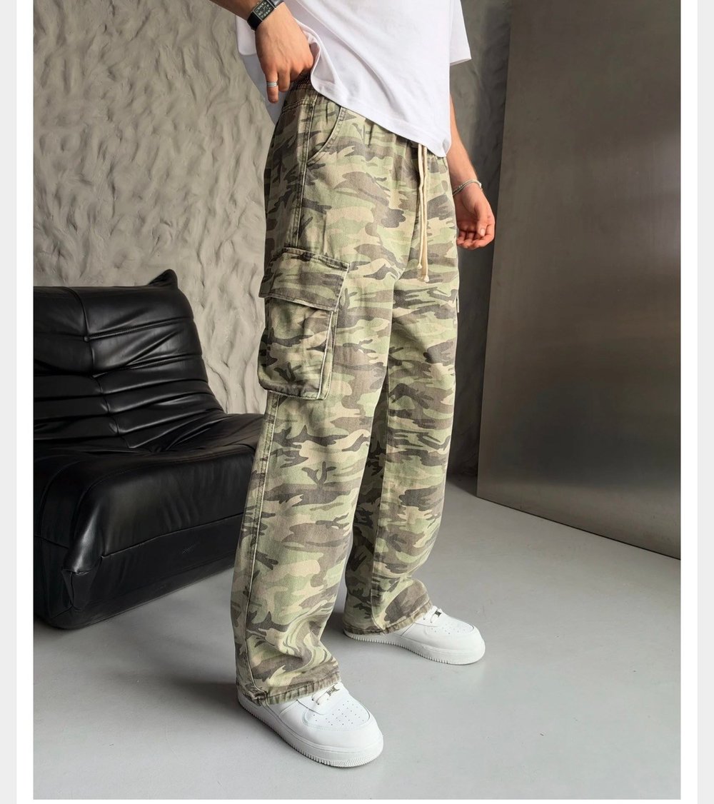 KAMUFLAJ ÇİFT KARGO CEPLİ BAGGY PANTOLON