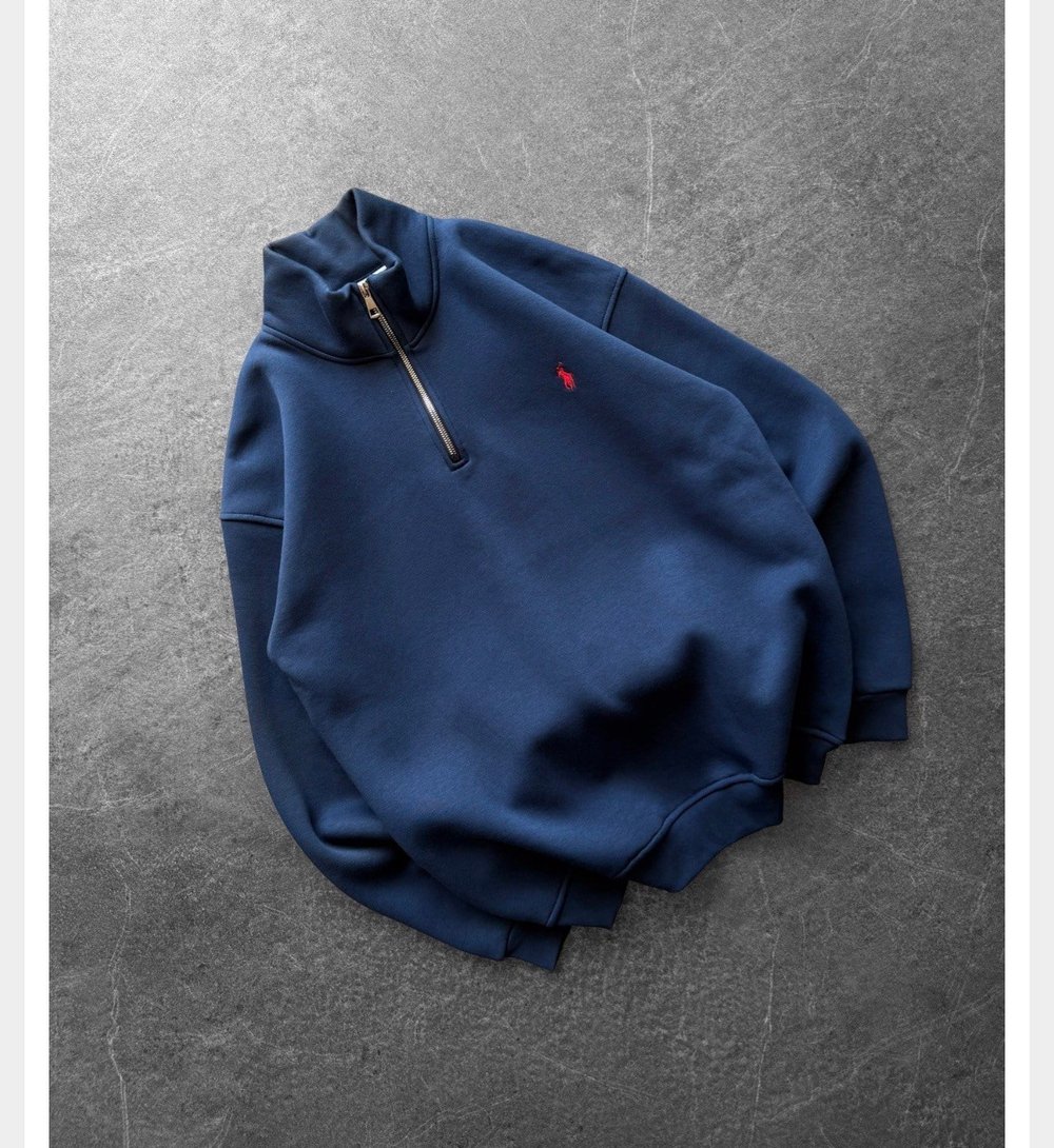 LACİVERT YARIM FERMUARLI POLO SWEAT