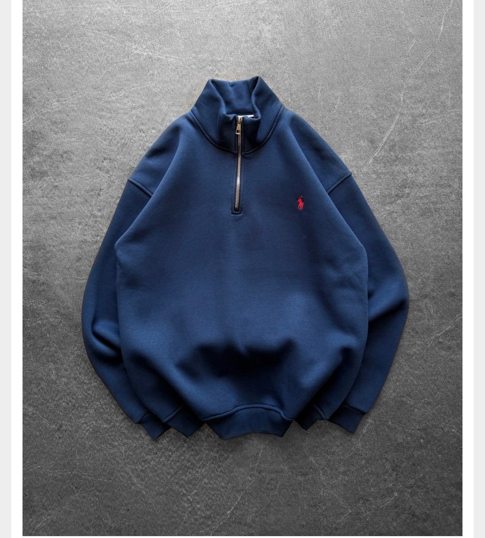 LACİVERT YARIM FERMUARLI POLO SWEAT