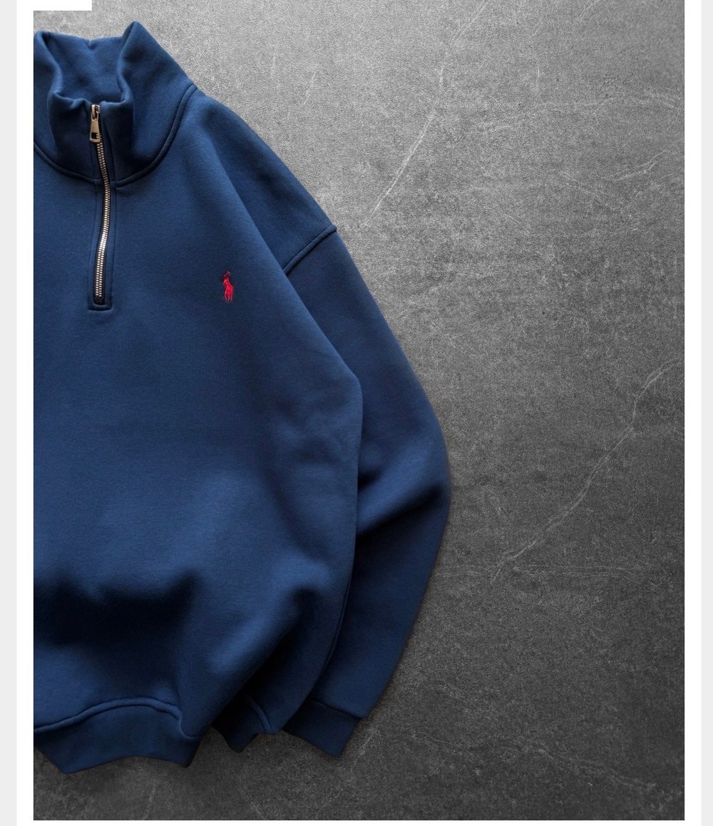LACİVERT YARIM FERMUARLI POLO SWEAT