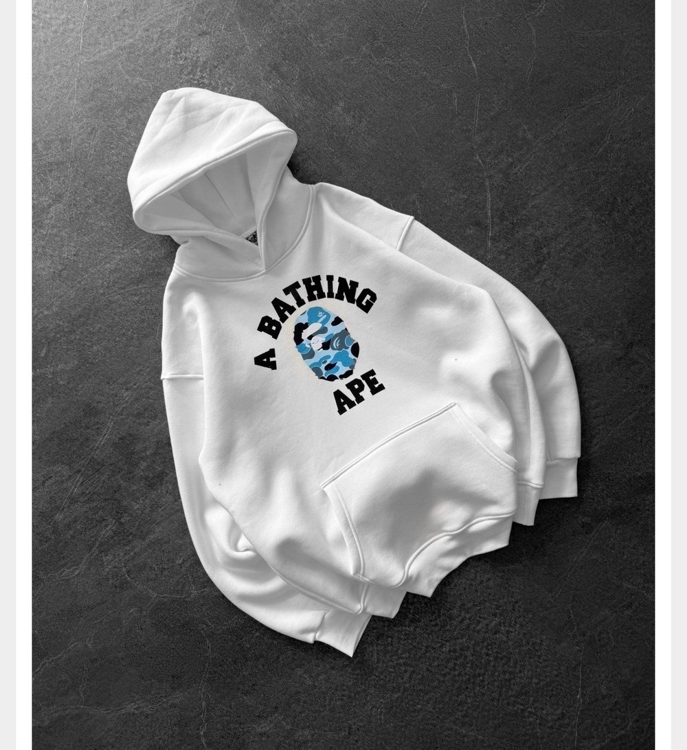 MAVİ BASKI BEYAZ BAPE SWEAT