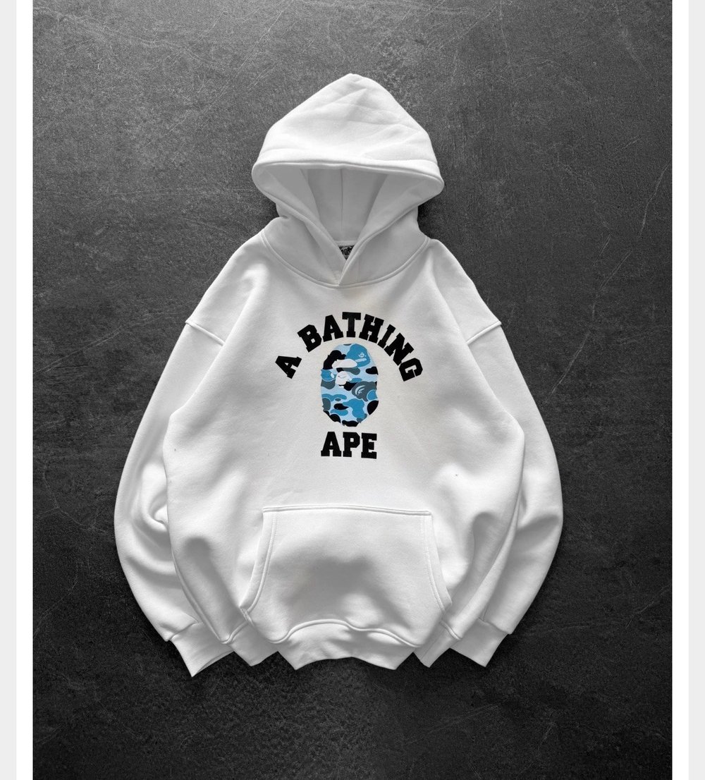 MAVİ BASKI BEYAZ BAPE SWEAT