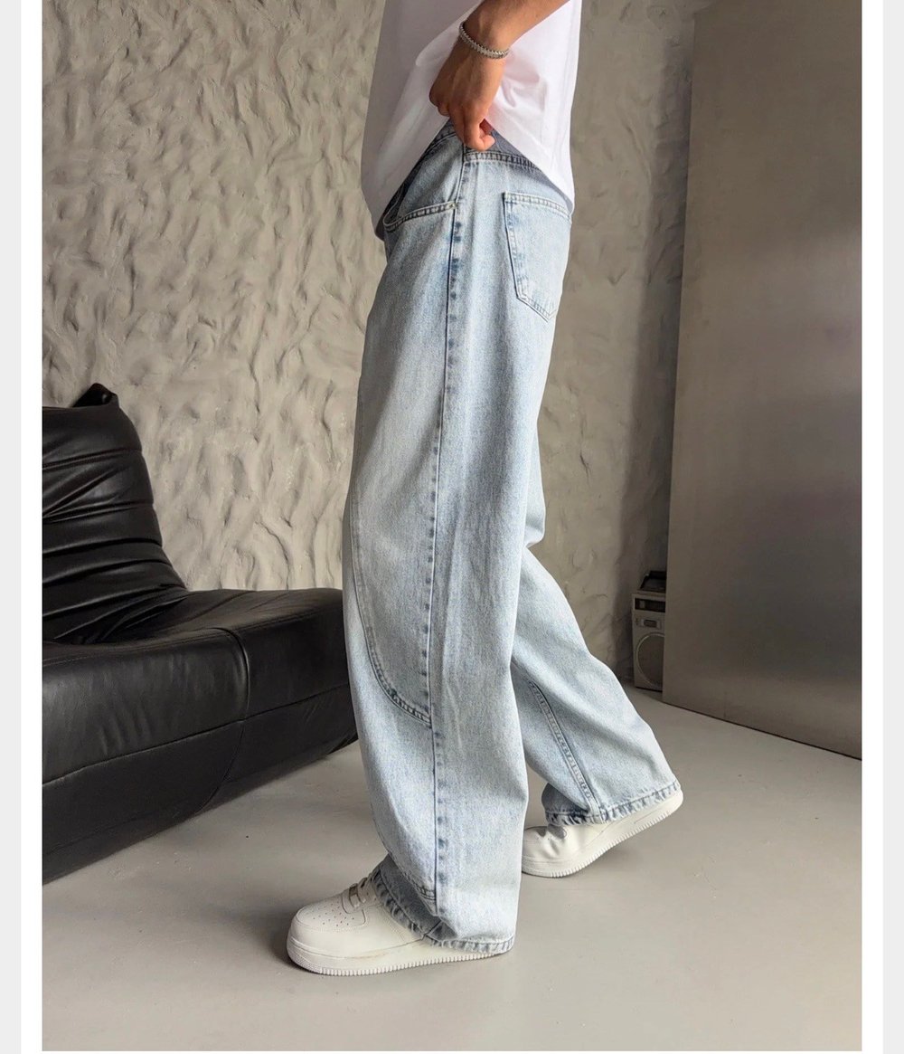 MAVİ PARÇALI BAGGY KOT PANTOLON