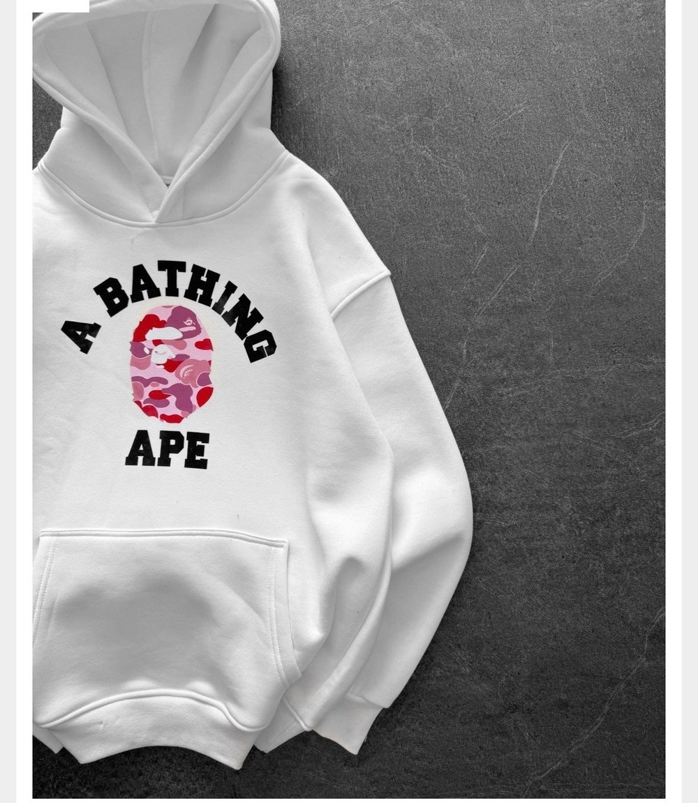 PEMBE BASKI BEYAZ BAPE SWEAT