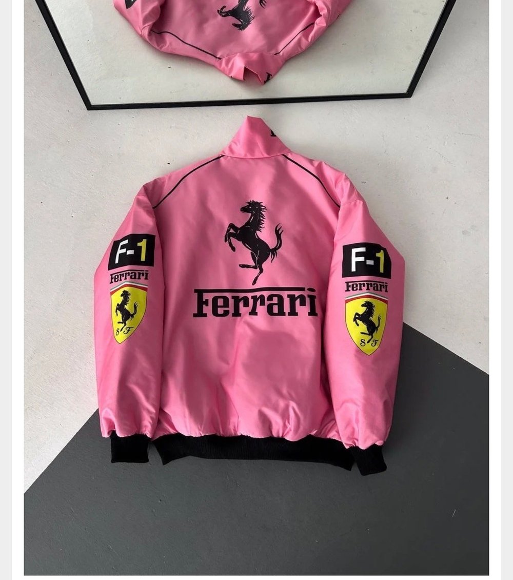 PEMBE FERRARİ BOMBER CEKET