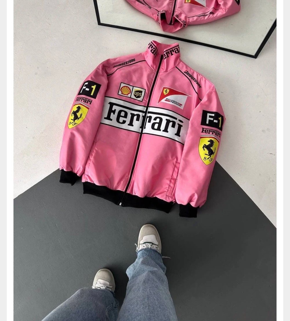 PEMBE FERRARİ BOMBER CEKET