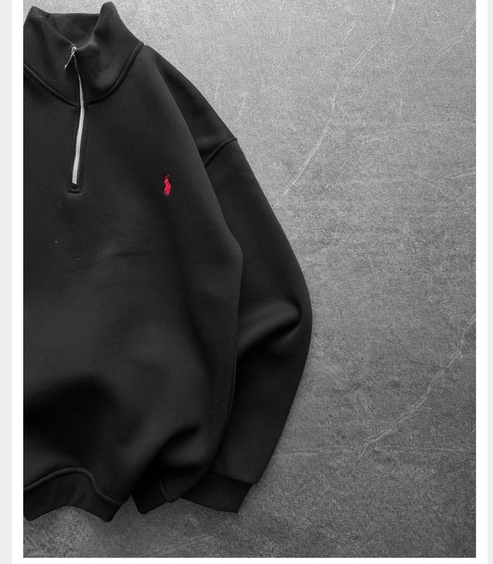 SİYAH YARIM FERMUARLI POLO SWEAT