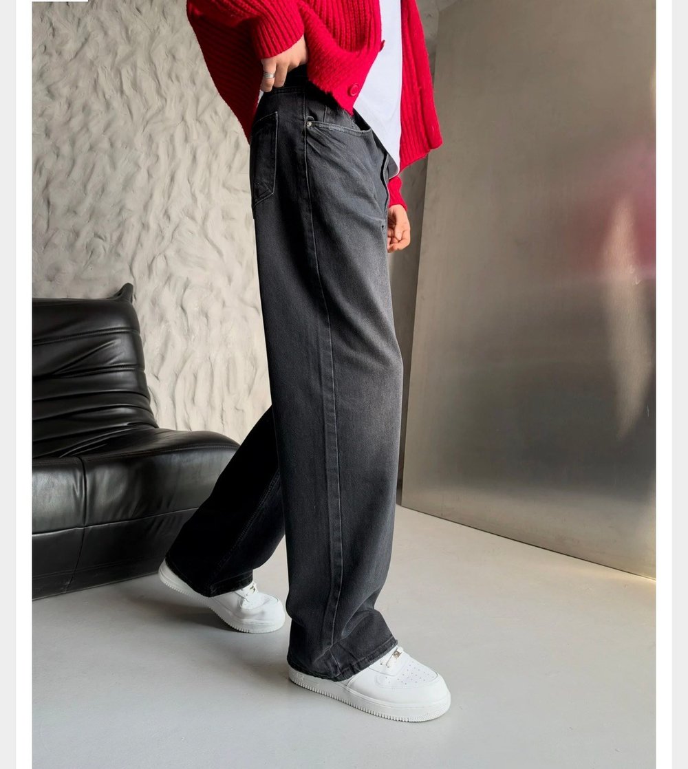 SİYAH YIKAMA LOOSE-FİT PANTOLON